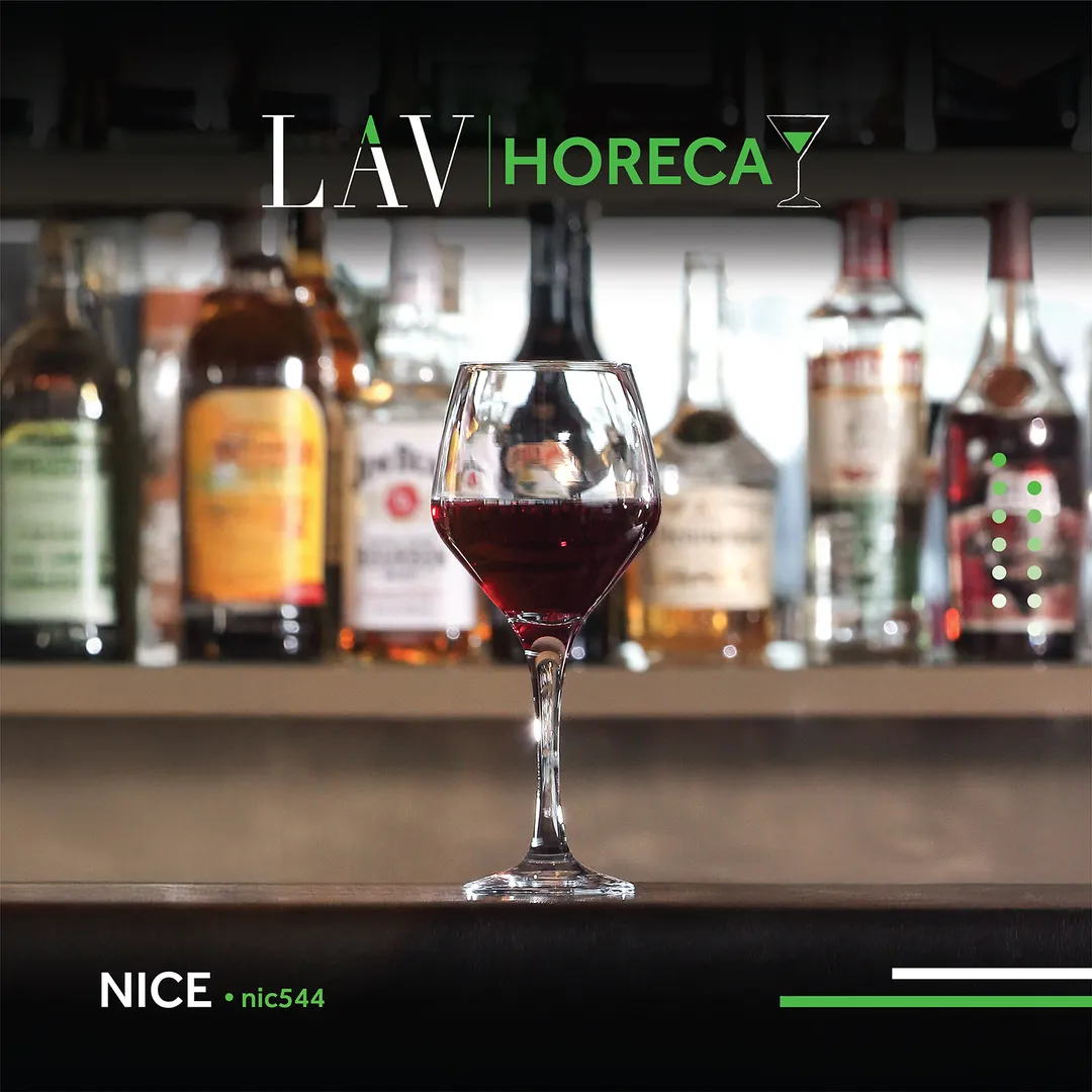 LAV HORECA NIC544 Goblet Glass, 8.5" H x 2.75" Dia, 14.9 oz, Soda Lime Glass, Fine Rim - 6/Case