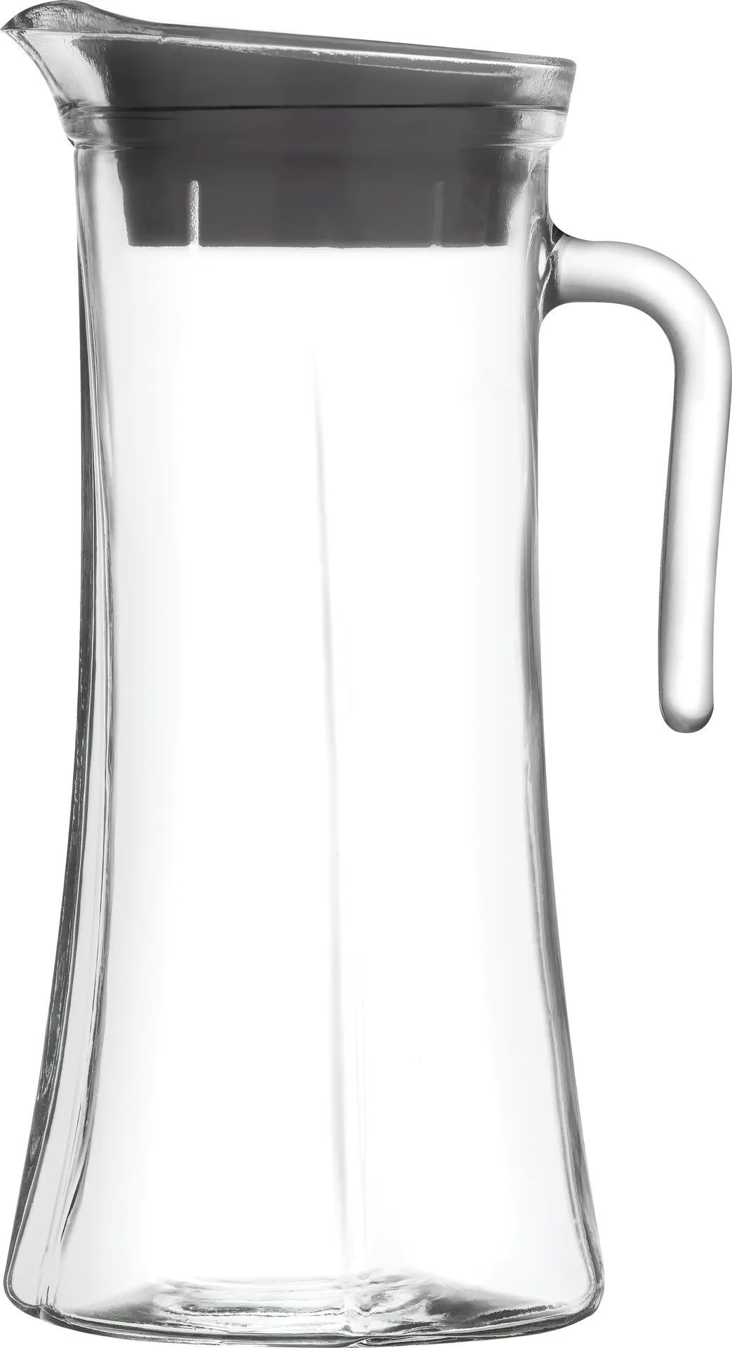 LAV HORECA OSL140 PK222 Oslo Glass Pitcher, 47 3/8 oz (1.4 Qt), Gray Lid, H 10 1/8", - 2/Case
