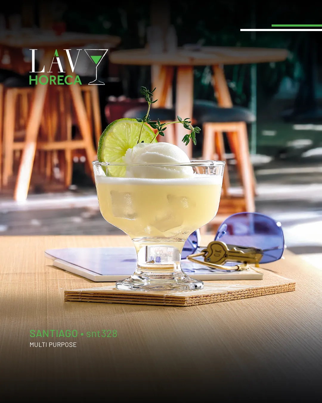 LAV HORECA SNT328 Dessert Cup 9 oz Height 3 5/8" Rim Ø3 7/8" Base Ø2 1/2" Lime Glass - 12/Case