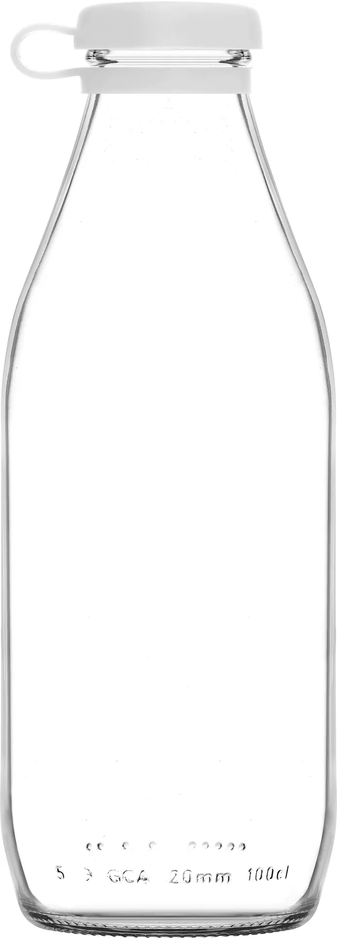 LAV HORECA SUT101 PK0002 - 34.5 oz Soda Lime Glass Milk Bottle, Silicon White Lid, 12/Case