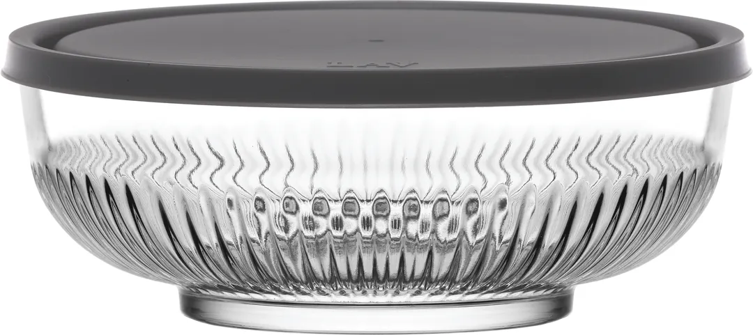 LAV HORECA TOK220 PK222 - Clear Glass Food Container with Gray Lid, 50 3/4 oz (0.4 qt), - 2/Case