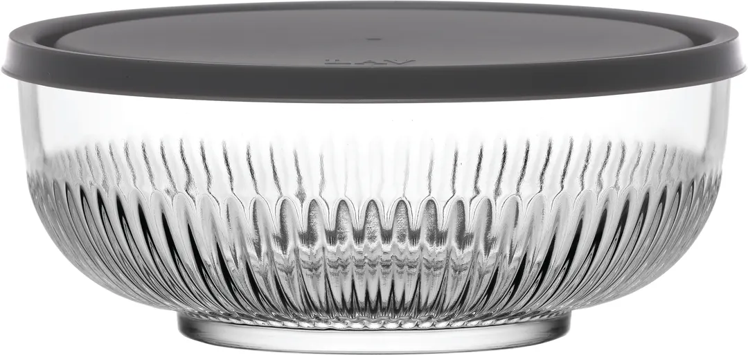 LAV HORECA TOK223 PK222 - Clear Glass Food Container with Gray Lid, 87 7/8 oz (0.66 Qt) - 2/Case