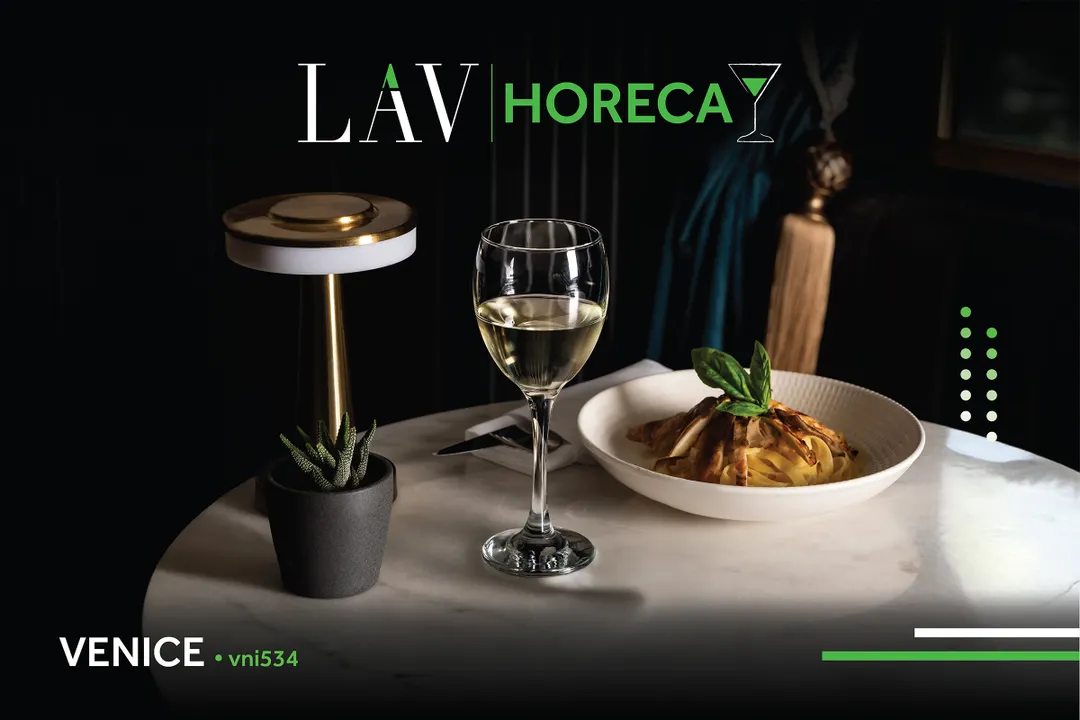 LAV HORECA VNI534 Venice Wine Glass, 11.5 oz, 8 1/8" Height, Fine Rim Soda Lime Glass - 12/Case