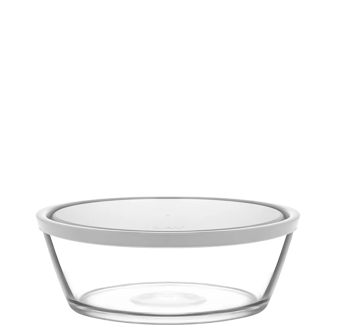 LAV HORECA WRS218 PK0002 - Glass Food Container with White Lid, 38.25 oz, 2.5" H, Sold 2/Case