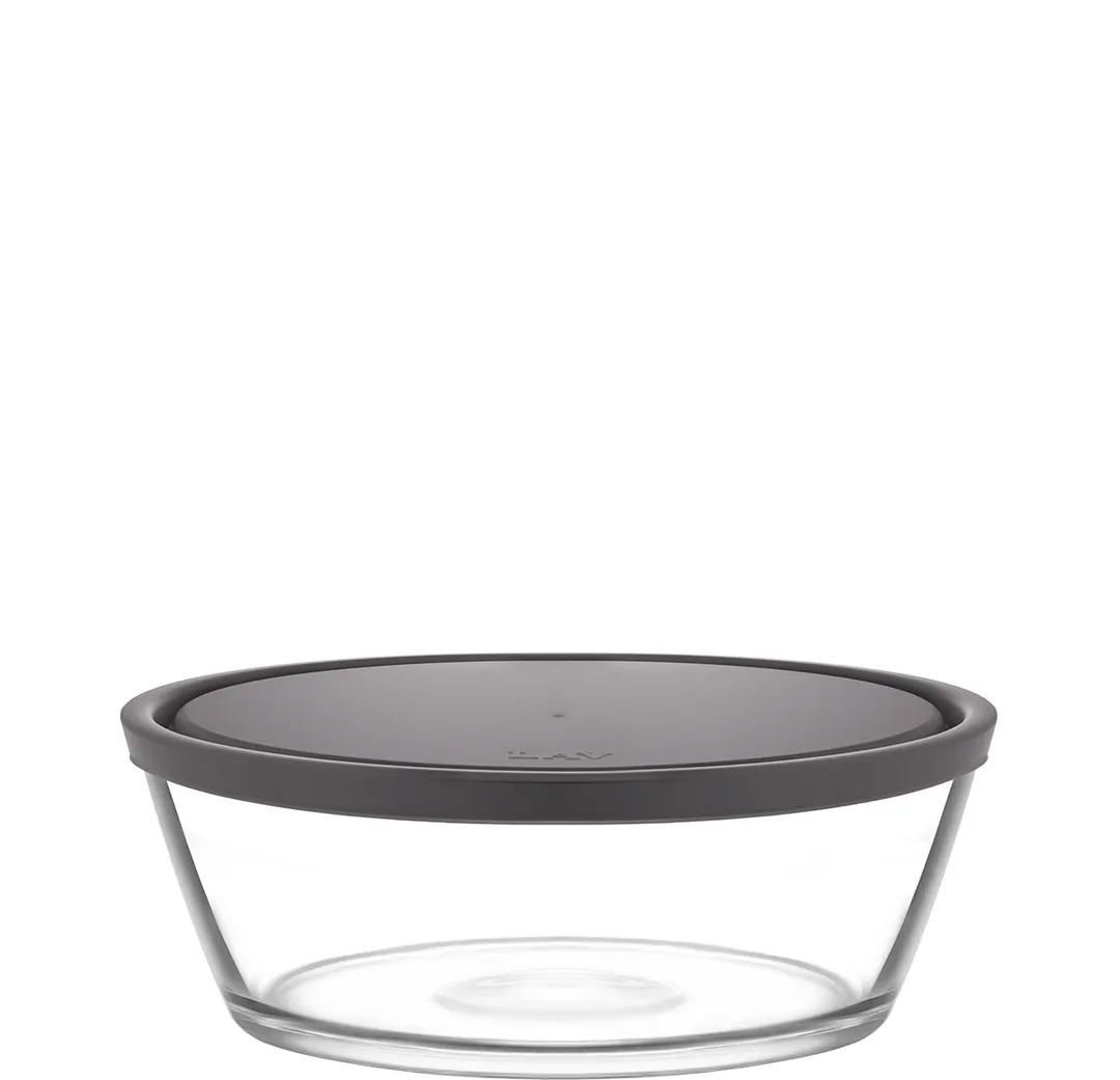 LAV HORECA WRS218 PK222 - Clear Glass Food Container with Gray Lid, 38.25 oz (0.5 Qt) - 2/Case