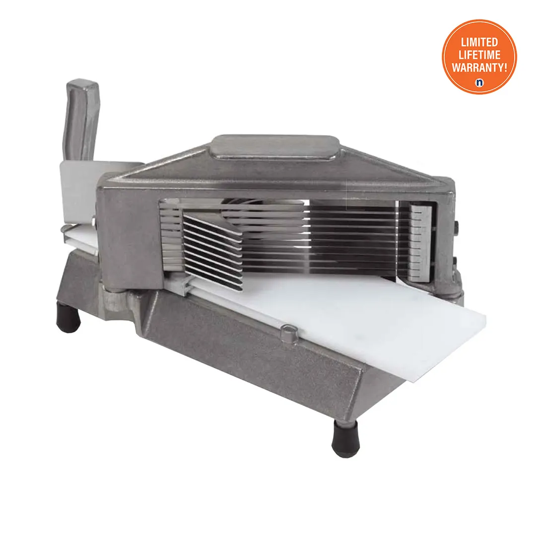 Nemco 55600-3 Tomato Slicer – 3/8" Straight Blade, 7-1/4"W x 15-1/4"D x 8-1/4"H, Cast Aluminum & Stainless Steel