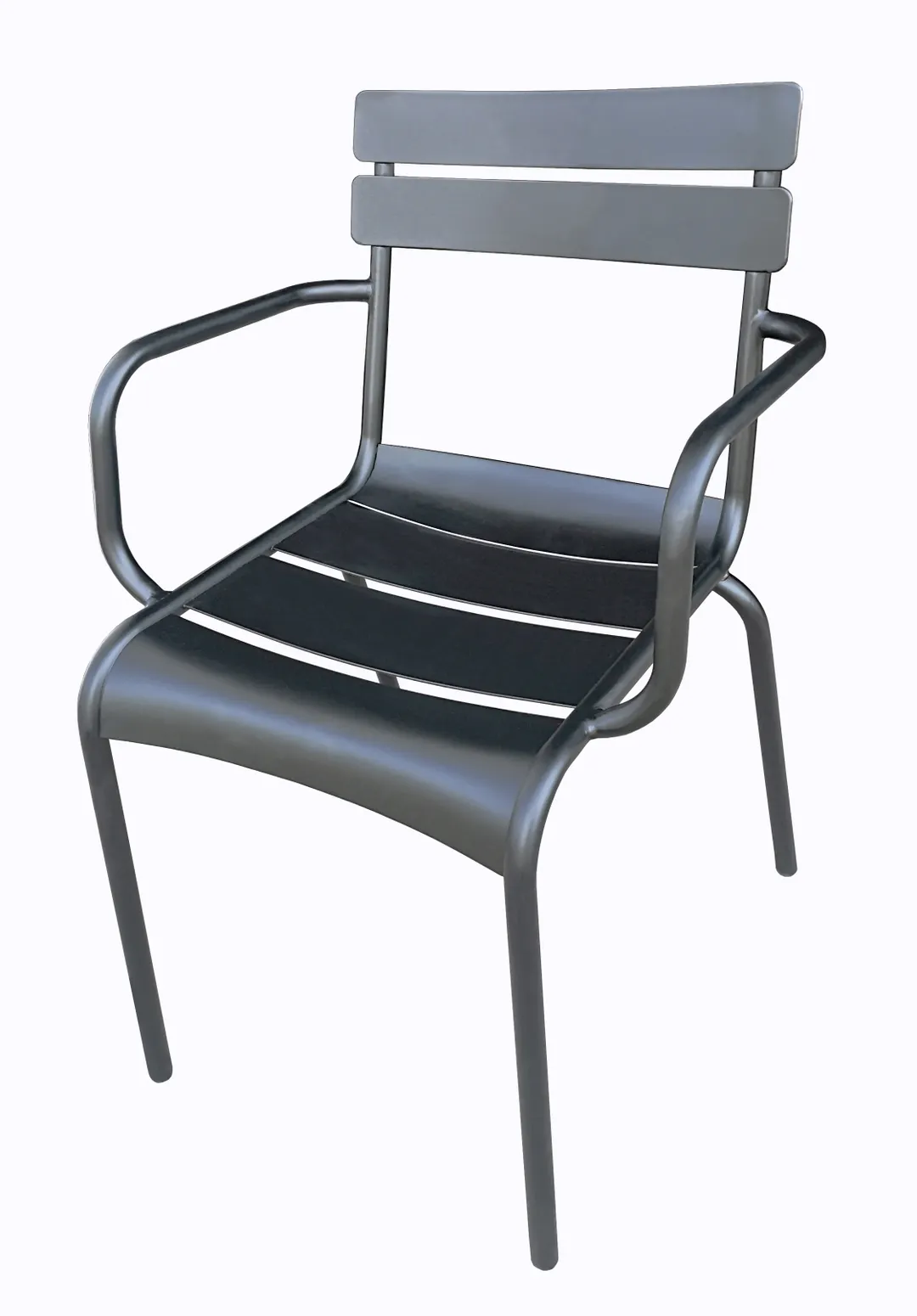 Plantation Prestige 2021100-04 Arm Chair, Stackable, Steel Slat Back & Seat, Tubular Frame, E‑Coated Finish
