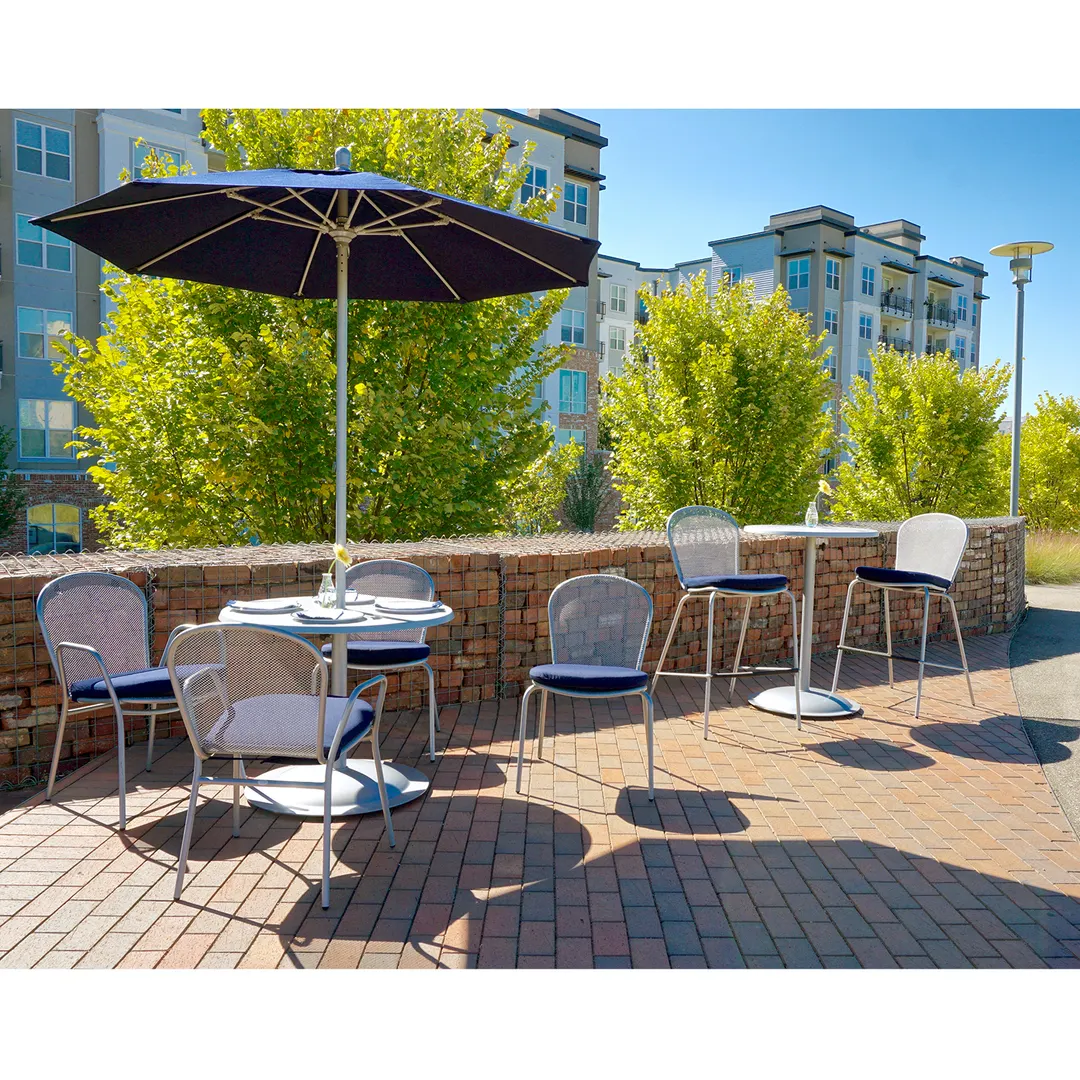 Plantation Prestige 2040300-02 - Stackable Bar Stool, Armless Mesh Back & Seat, Steel Frame, E‑Coated Finish