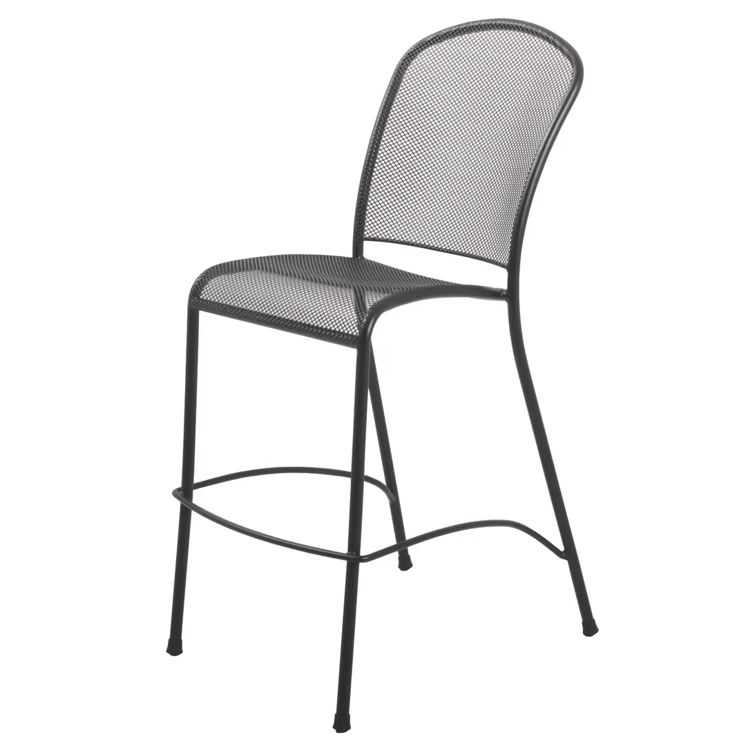 Plantation Prestige 2170300-04 Caredo Stackable Outdoor Bar Stool, Armless Steel, E‑Coated Finish, Footrest