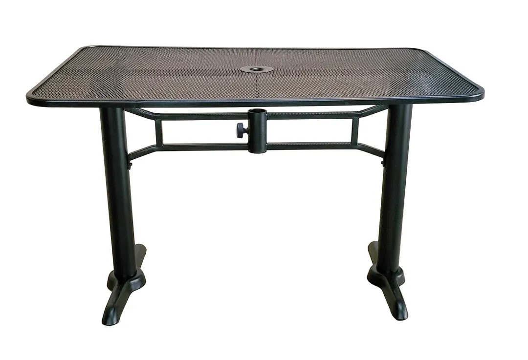 Plantation Prestige 2203048-0150ADA Outdoor Table, 48" x 30", Charcoal Mesh Top, ADA T‑Base Metal Base