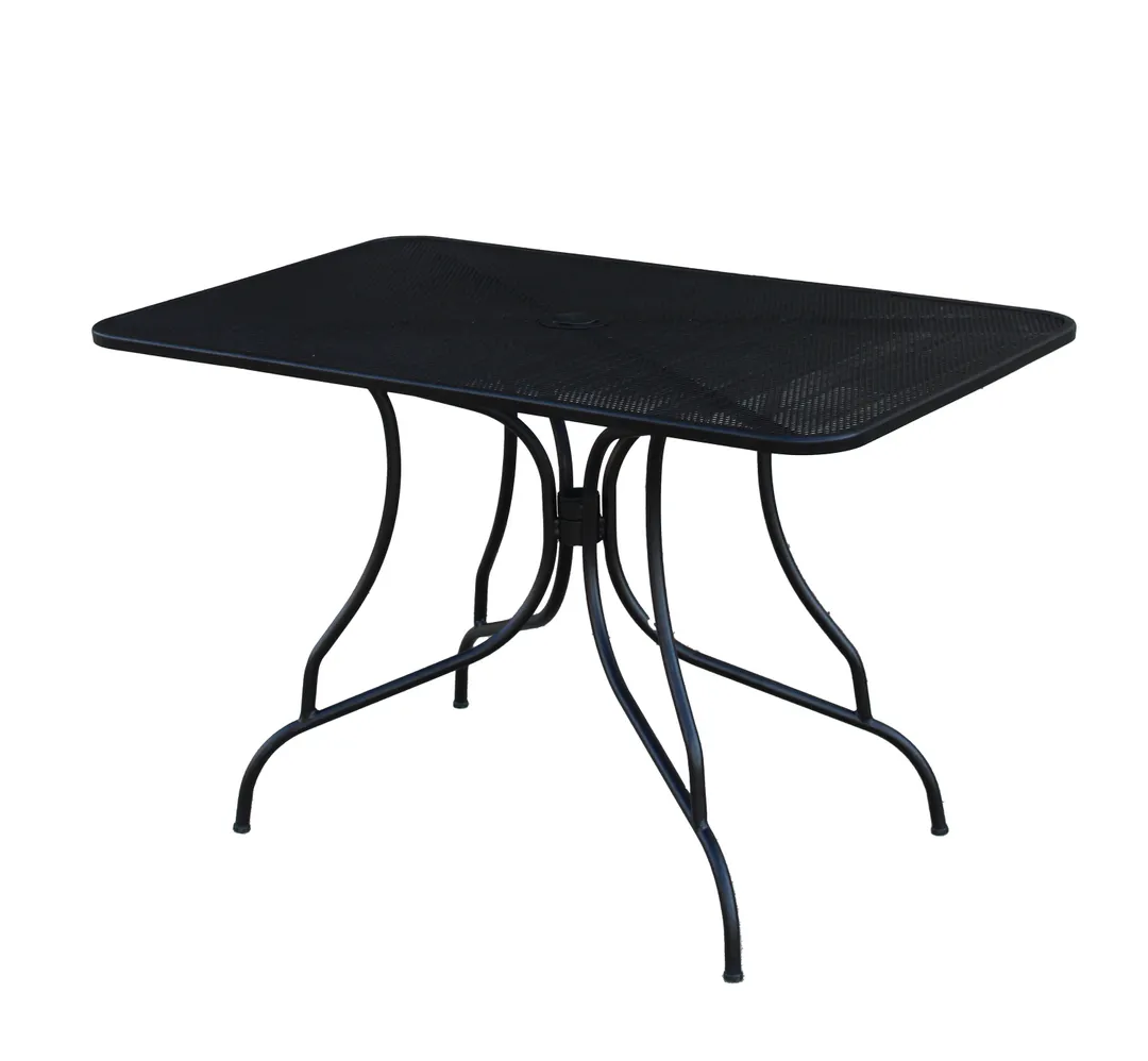 Plantation Prestige 2203048-01BB - Rectangular Outdoor Dining Table 30" x 48" 29" H, Mesh Top, Hole, Coated Base