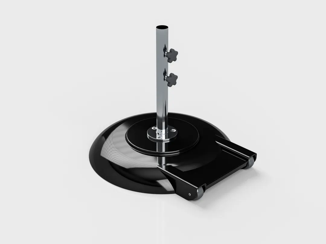 Plantation Prestige 22398100-01 Umbrella Base, 100 lb., 18" Stem with Wheels, Aluminum Shell, Hitch Pin