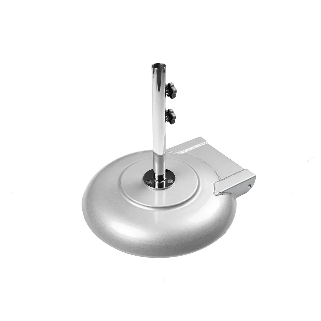 Plantation Prestige 22398100-01 Umbrella Base, 100 lb., 18" Stem with Wheels, Aluminum Shell, Hitch Pin