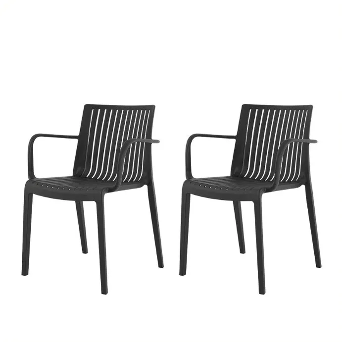 Plantation Prestige 2721100-02 Grayton Stackable Outdoor Arm Chair, Resin Frame, Gray Finish, 18in Seat Height