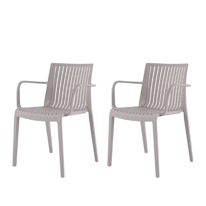 Plantation Prestige 2721100-02 Grayton Stackable Outdoor Arm Chair, Resin Frame, Gray Finish, 18in Seat Height