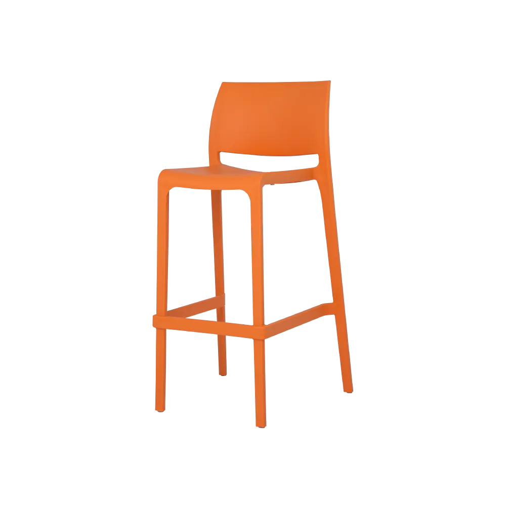 Plantation Prestige 2750300-01 Outdoor Stacking Bar Stool, Armless, Plain Back, Stackable, All-Resin, 30in Height