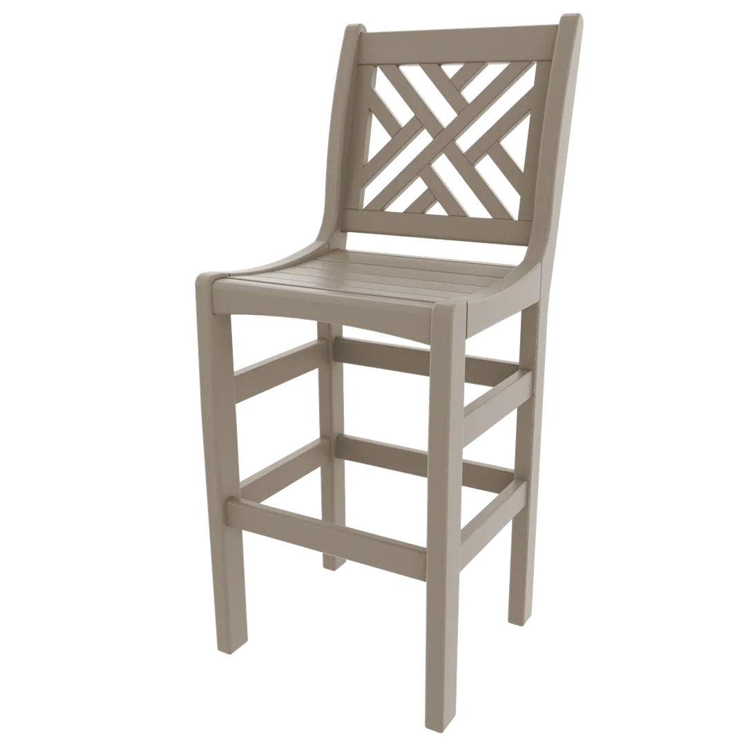 Plantation Prestige 3250300-01 UPGRD - Outdoor Bar Stool, Chippendale, Back & Seat, Cut‑Out, Upgraded Finish