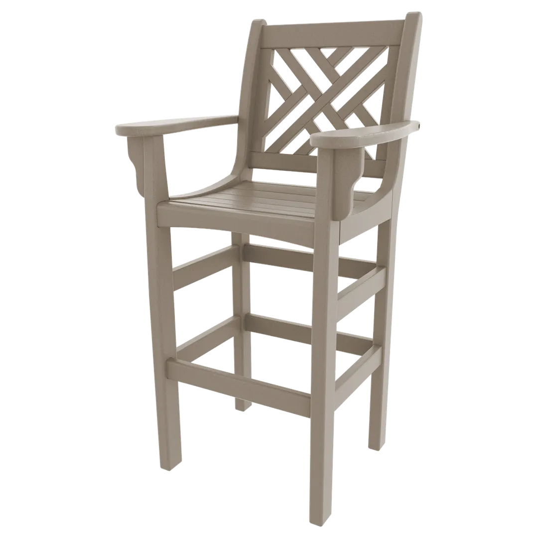 Plantation Prestige 3250320-01 UPGRD - Bar Stool, Chippendale, Plastic Back & Seat, Armless Cut‑Out Back