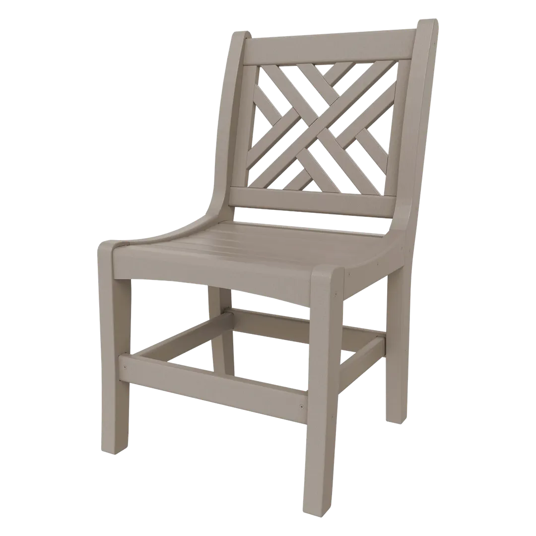 Plantation Prestige 3250700-01 STD Chippendale Outdoor Side Chair, Plastic Frame & Seat, Grid Window Back