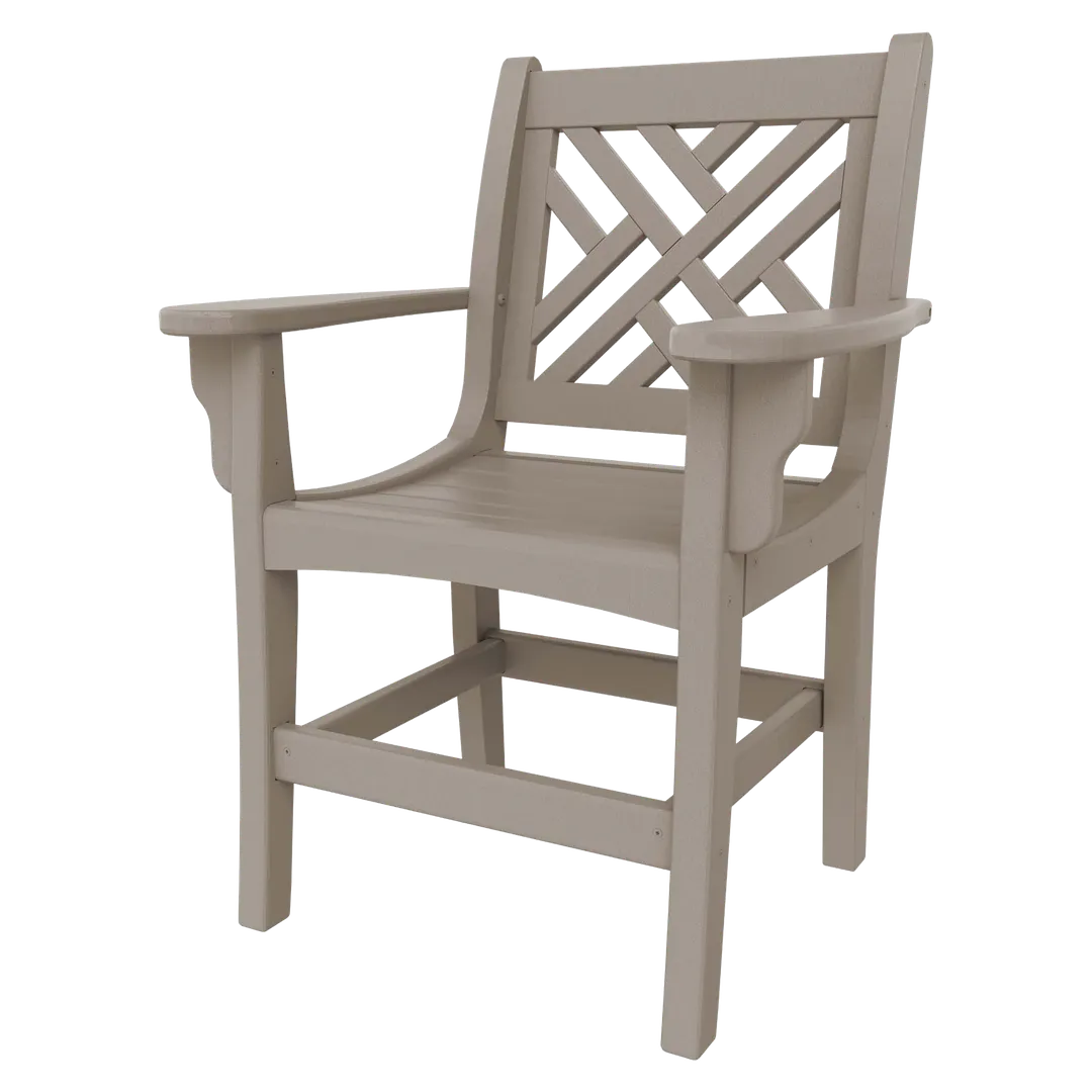 Plantation Prestige 3251100-01 STD Chippendale Arm Chair, Plastic Back, Frame & Seat, Cut‑Out Back, Finish