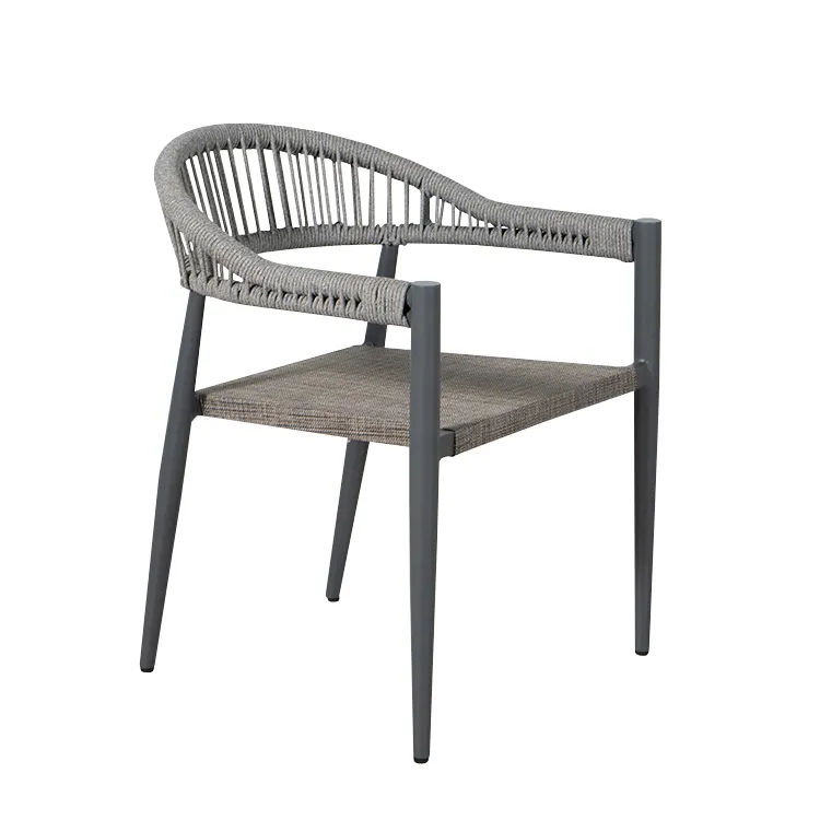 Plantation Prestige 8231100-0255 - Tahiti Arm Chair, Grey Sling Seat, Grey Rope Back, Stackable Chair, 24in