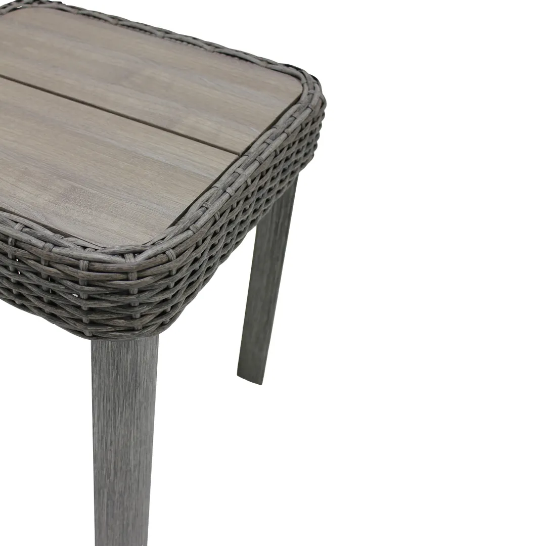 Plantation Prestige 8563737-0156 Santa Cruz Coffee Table 37" W x 37" D x 18" H Faux Wood Top Aluminum Frame
