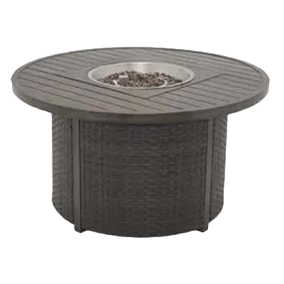 Plantation Prestige 8742500-0167 Charleston Fire Table, 47" Aluminum Slat Top, Wicker Base, Tank, 27" LP Gas