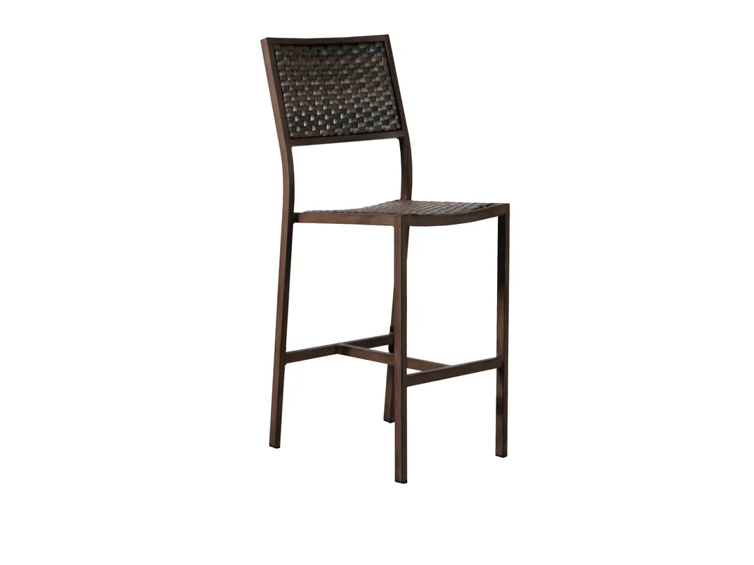 Plantation Prestige 8760300-0267 - Savannah Barstool, Chestnut Aluminum, Weave Seat & Back, Stackable Stool