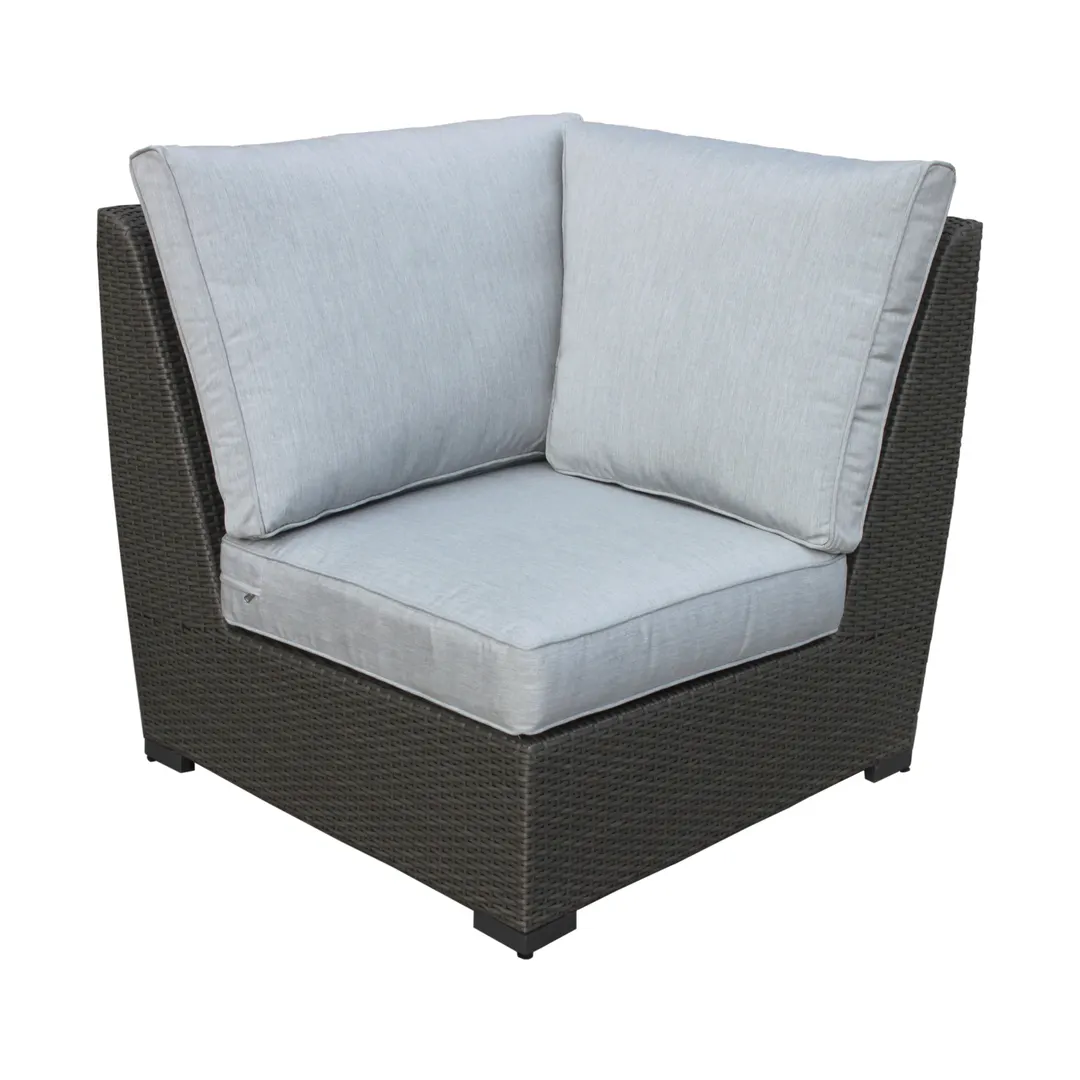 Plantation Prestige 8770100 Durango Corner Sofa, Sunbrella Cushions, Tubular Aluminum Frame, Dark Gray Wicker