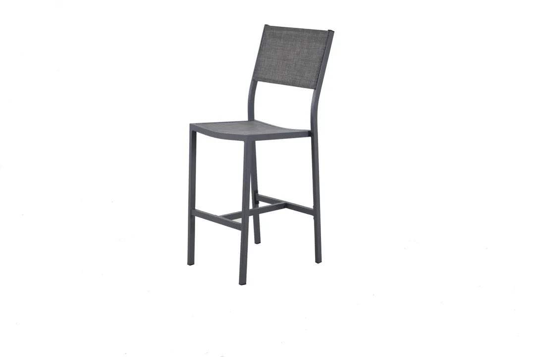 Plantation Prestige 8770320-0255 Stackable Bar Stool, Grey Sling Back & Seat, Aluminum Frame, Armless