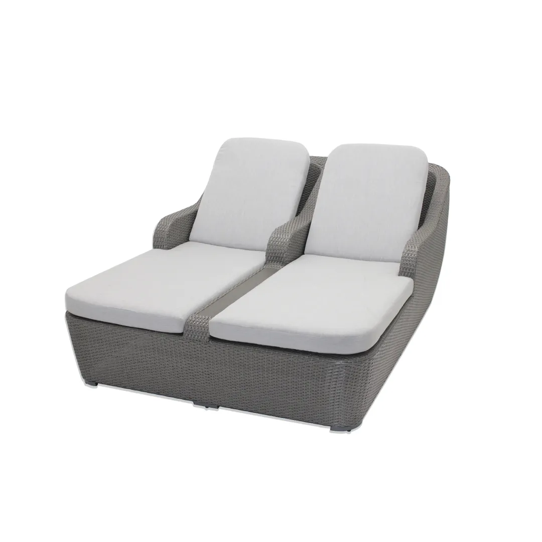Plantation Prestige 8770800-015402 Durango Double Chaise, Dark Gray Wicker, Aluminum Frame, Sunbrella Cushion