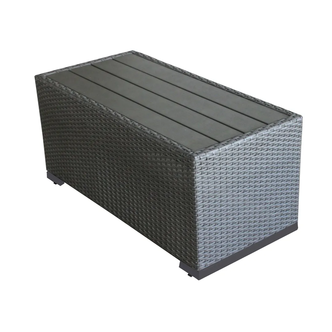Plantation Prestige 8771836-0155 Durango End Table, Light Gray Wood Top, Dark Gray Wicker, Frame, Patio