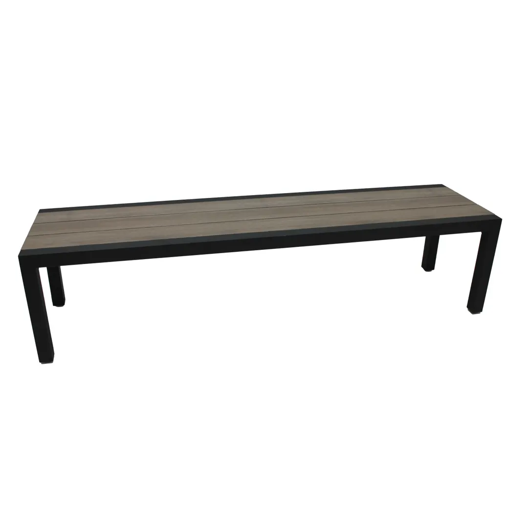 Plantation Prestige 8772000-01 Durango Bench, 69" W x 19-1/4" D x 17-1/2" H, Faux Wood Seat, Gunmetal Frame