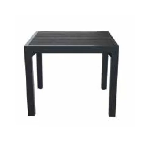 Plantation Prestige 8772121-01 Durango Side Table, Gray Faux Wood Top, Tubular Aluminum Frame, Low Patio Table