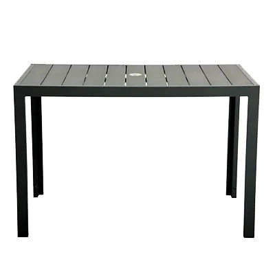 Plantation Prestige 8773030-01 Durango Outdoor Table, 30" x 30" Faux Wood Slat Top, Umbrella Hole, Frame