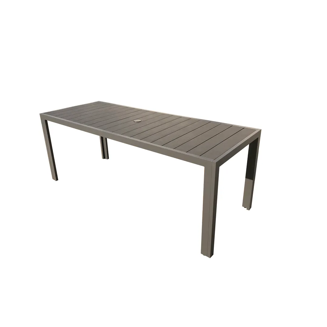 Plantation Prestige 8773076-01 Durango Table, 30" x 76", Wood Slat Top, Umbrella Hole, Aluminum Frame, 29" H