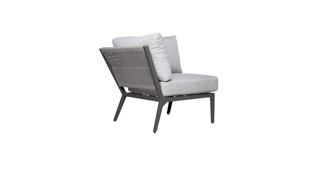 Plantation Prestige 8810100-015402 Acadia Corner Sofa, Gunmetal Grey Finish, Sunbrella #5402 Graite Cushions