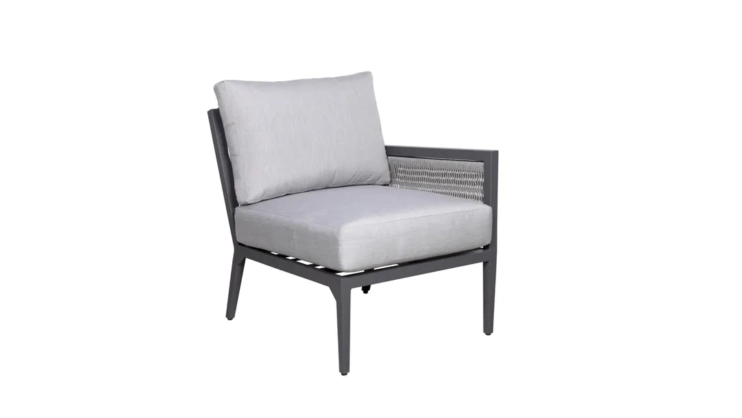 Plantation Prestige 8810400-015402 Acadia Left Hand Sofa, Grey Finish, Sunbrella #5402 Cushions, 78in L x 36in W