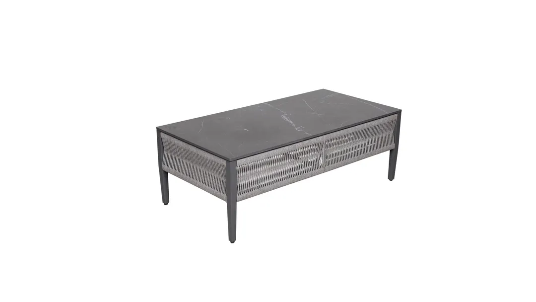 Plantation Prestige 8812347-0155 Acadia Chat Table, 23" x 47" Outdoor Table, Grey Finish, Stone Top, 16" H