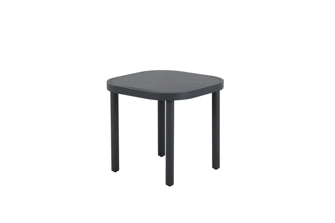 Plantation Prestige 8832121-0155 Coronado Table, 21" x 21" Gunmetal Frame, Stone Top, Table for Restaurants