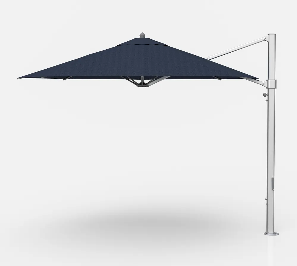 Plantation Prestige 9019F-01 GRC Cantilever Umbrella, 11' Octagon Top, Silver Mast, 360° Rotation, Crank Lift, Steel Hardware