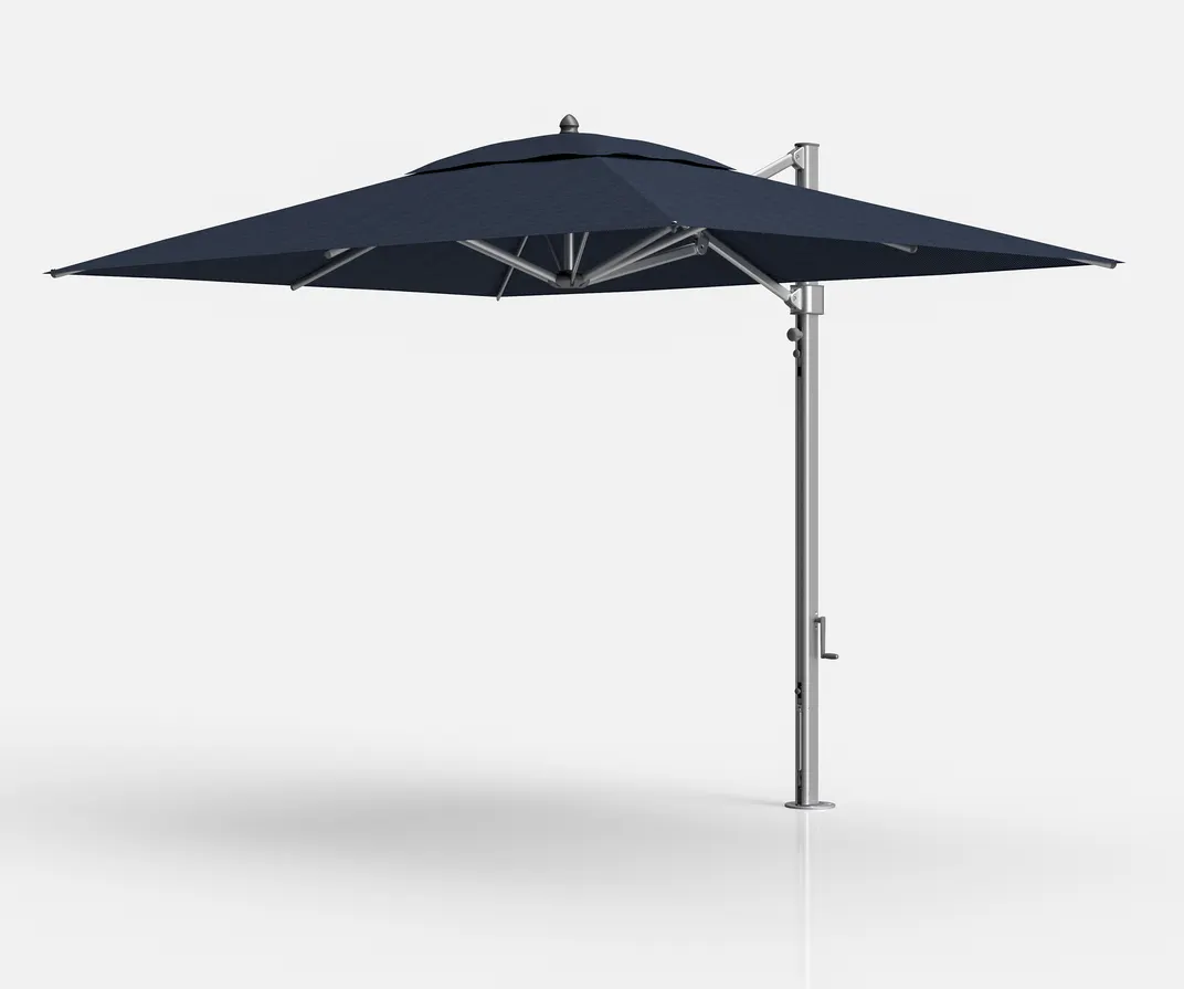 Plantation Prestige 9085-01 GRA Cantilever Umbrella, 8.5' x 11' Rectangular Top, Aluminum Ribs, Matte Silver 2.75" x 4" Mast, 360° Rotation, Crank Lift, Infinity Tilt, Stainless Steel Hardware, Grade A Fabric
