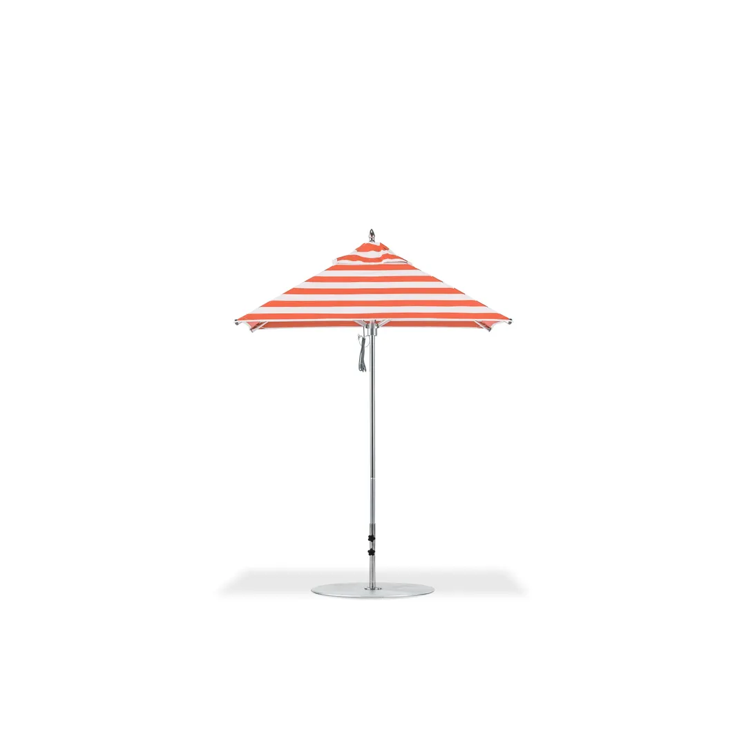 Plantation Prestige Commercial Furniture 9115-01 GRC 6.5 ft Square Outdoor Patio Umbrella, All‑Aluminum Build, Polished Silver 1‑1/2" Two‑Piece Pole with Pulley System and Locking Pin, Grade C Fabric