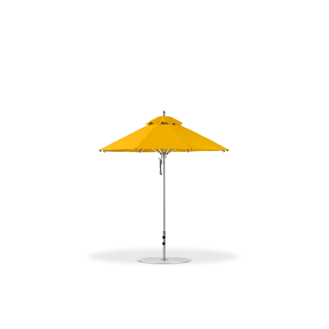 Plantation Prestige Commercial Furniture 9118-01 GRA 9 ft Octagon Patio Umbrella, All‑Aluminum Polished Silver Pole with 1‑1/2" Diameter, Grade A Fabric, Pulley System and Locking Pin