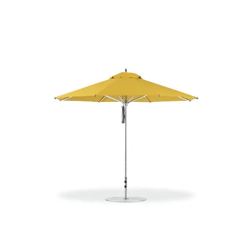 Plantation Prestige Commercial Furniture 9119-01 GRB 11 ft Octagon Outdoor Patio Umbrella, All‑Aluminum Polished Silver Pole with 1½" Diameter, Pulley System, Locking Pin, Grade B Fabric