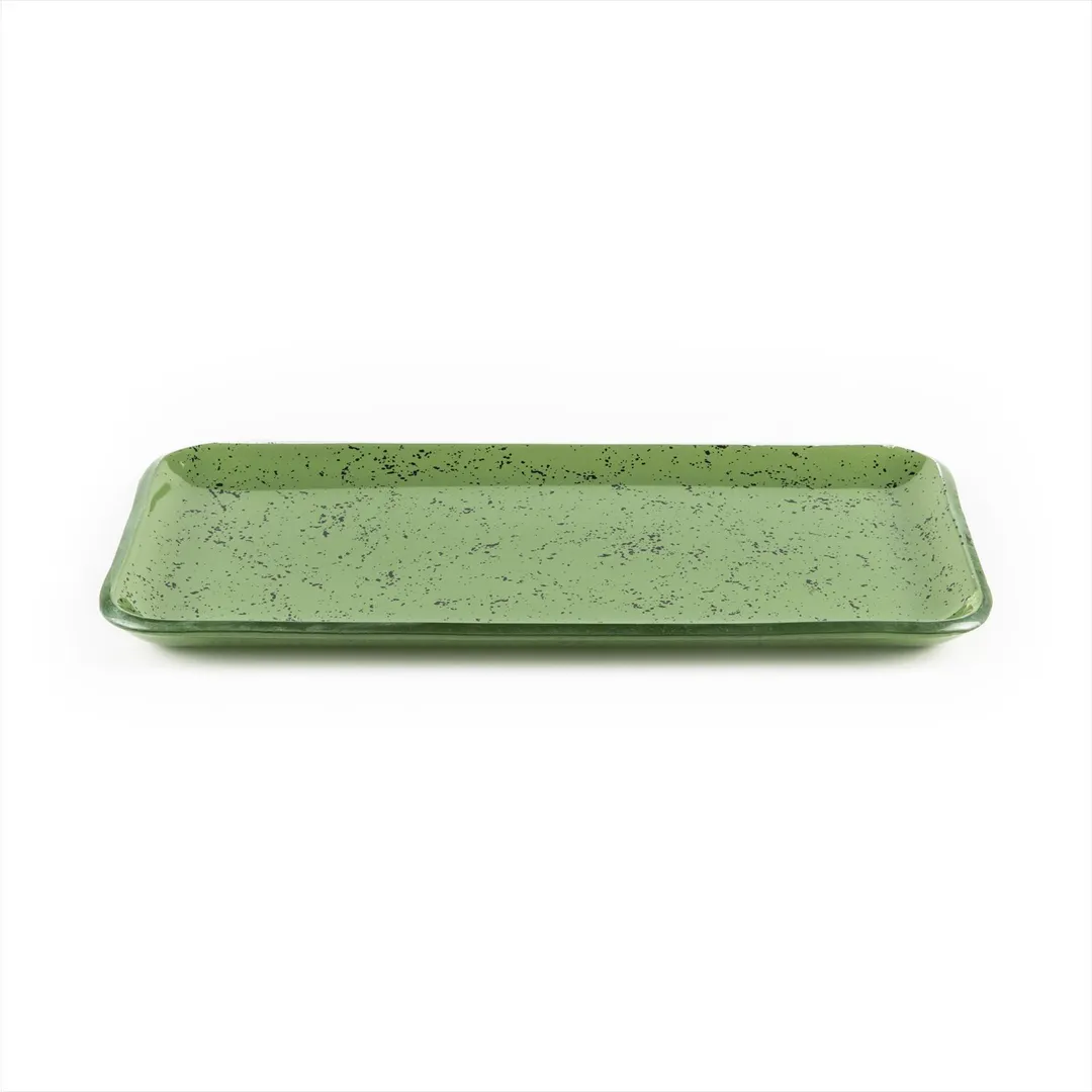 Turgla 01-018-31AGVS - Rectangular Agave Glass Platter, 12.25" x 6" x 1" Fusion Dinnerware