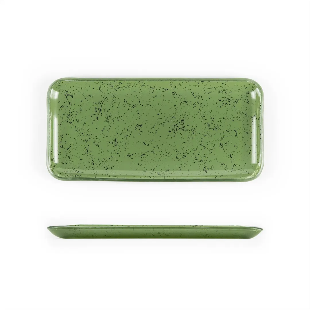 Turgla 01-018-31AGVS - Rectangular Agave Glass Platter, 12.25" x 6" x 1" Fusion Dinnerware