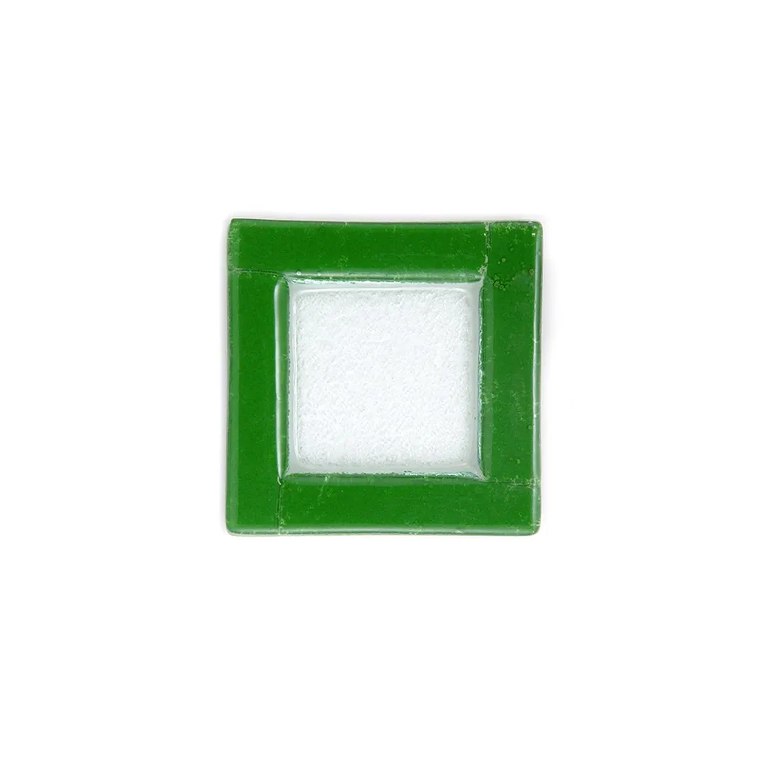 Turgla 02-032-15GRNCLR Square Glass Plate, 6" x 6", Green Fusion Dinnerware, Clear Glass Finish