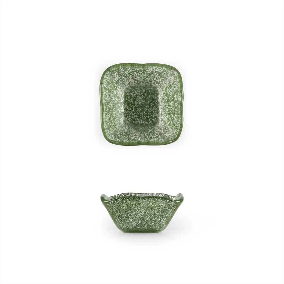 Turgla 02-047-06GRN Glass Ramekin, Square 2.25" x 1.5" H, 2 oz Capacity, Green Glass
