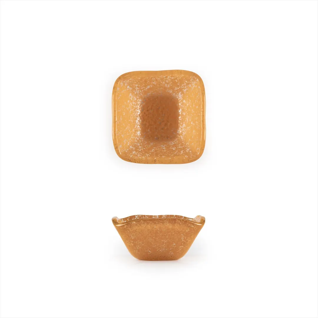 Turgla 02-047-06ORG Glass Ramekin, Square 2.25" x 1.5" Orange Glass, 2 oz Capacity